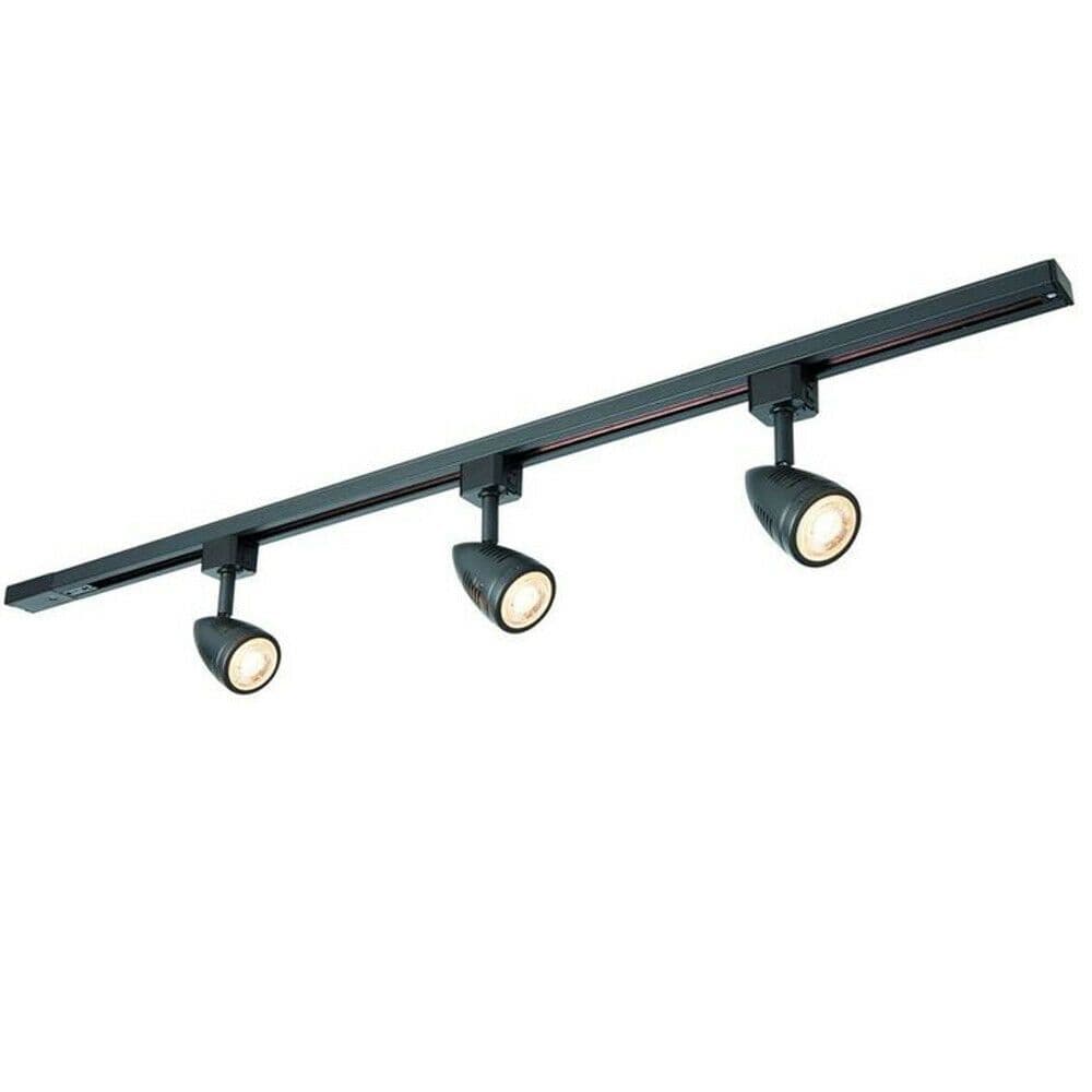 1m Adjustable Ceiling Track Spotlight Kit Matt 3x GU10 Downlight Rail
