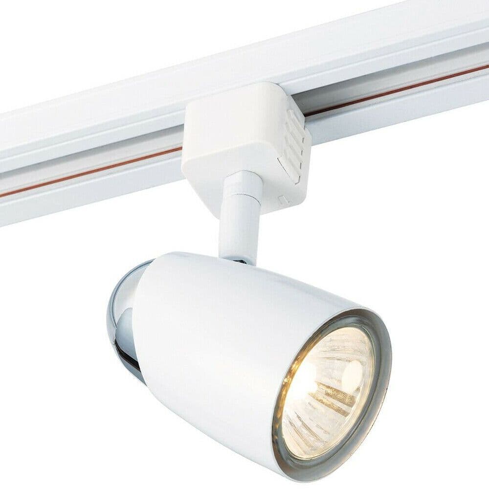 Adjustable Tilt Ceiling Track Spotlight Gloss 50W Max GU10 Lamp Downlight