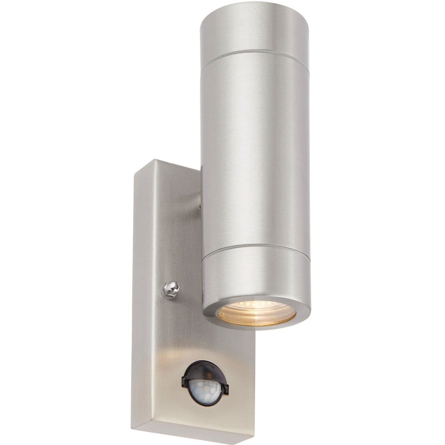 Up & Down IP44 Outdoor Wall Light PIR 2 x 7W LED GU10 Stainless Steel