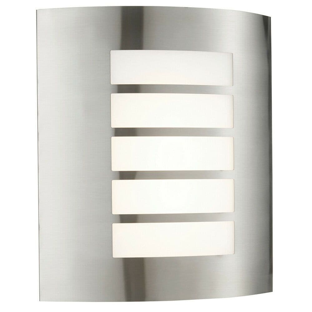 IP44 Outdoor Wall Light Brushed Steel & Diffuser 7W Warm LED Porch Lamp