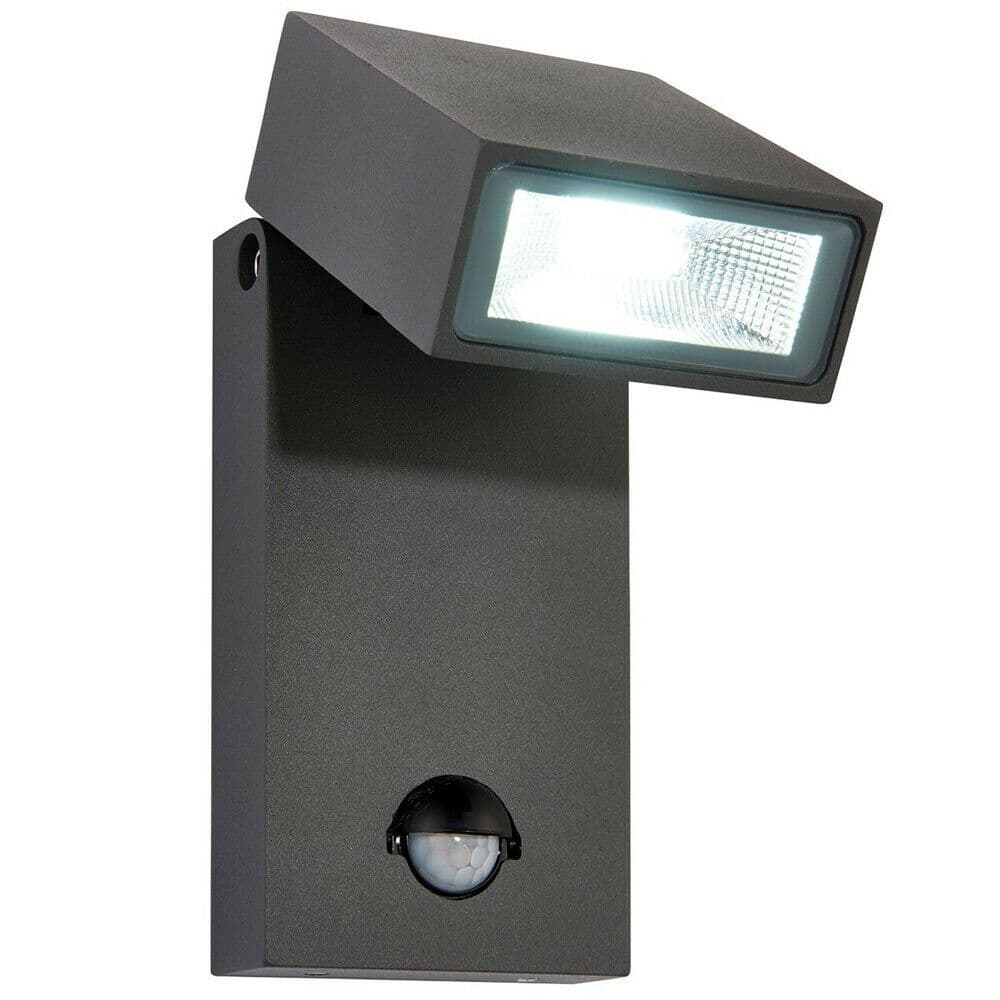 IP44 Outdoor Anthracite Spotlight PIR Motion Sensor & Photocell 10W Cool White