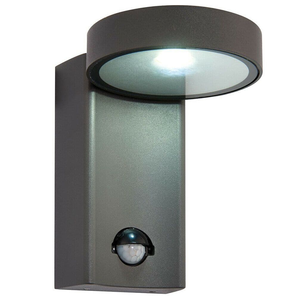 IP44 Outdoor Anthracite Wall Light PIR Motion Sensor & Photocell 10W Cool