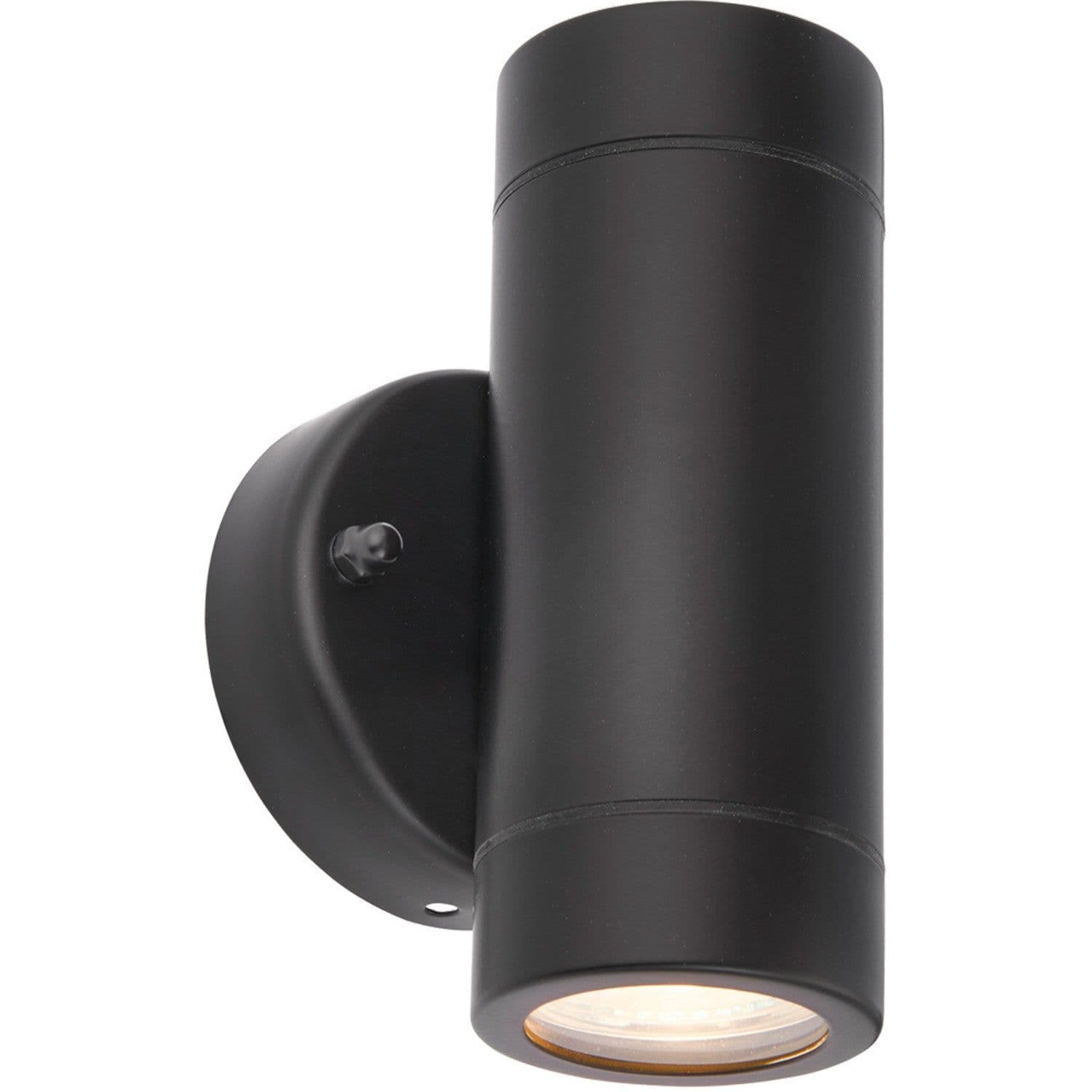 Up & Down Twin Outdoor IP44 Wall Light - 2 x 7W GU10 LED - Matt Black & Glass