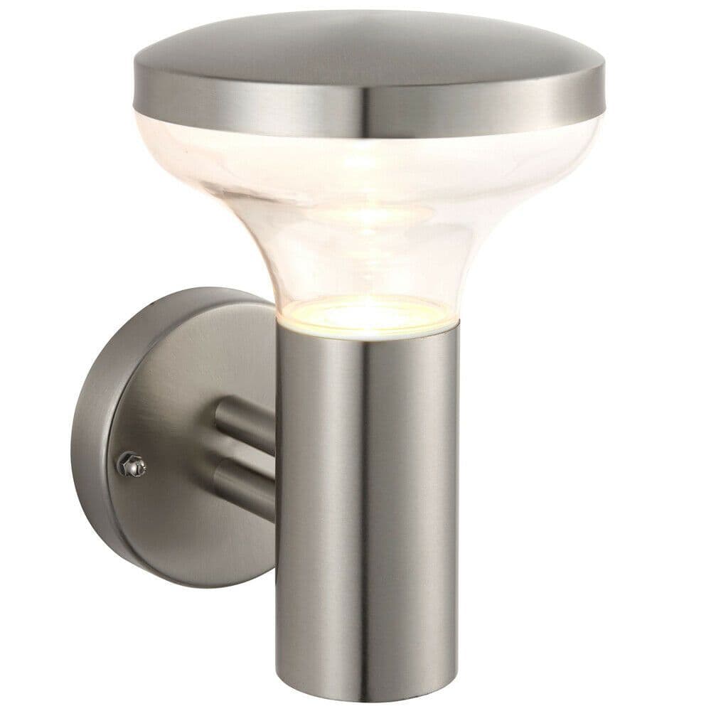 IP44 Outdoor Wall Light Marine Stainless Steel & Clear Shade 3.5W Cool LED