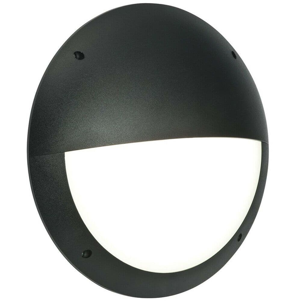IP65 Outdoor Round Wall Ceiling Lamp Matt Eyelid Bulkhead 12W Daylight LED