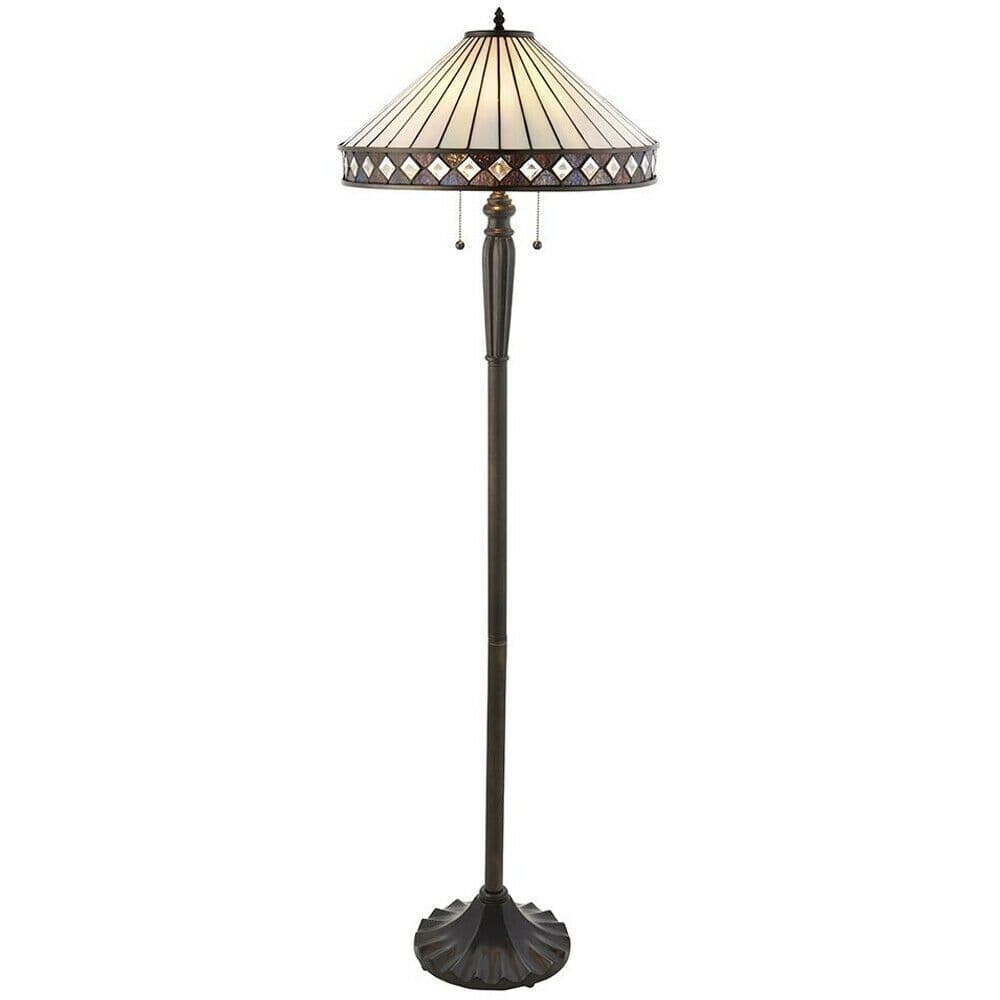 1.5m Tiffany Twin Floor Lamp Dark & Stained Glass Simple Shade i00015