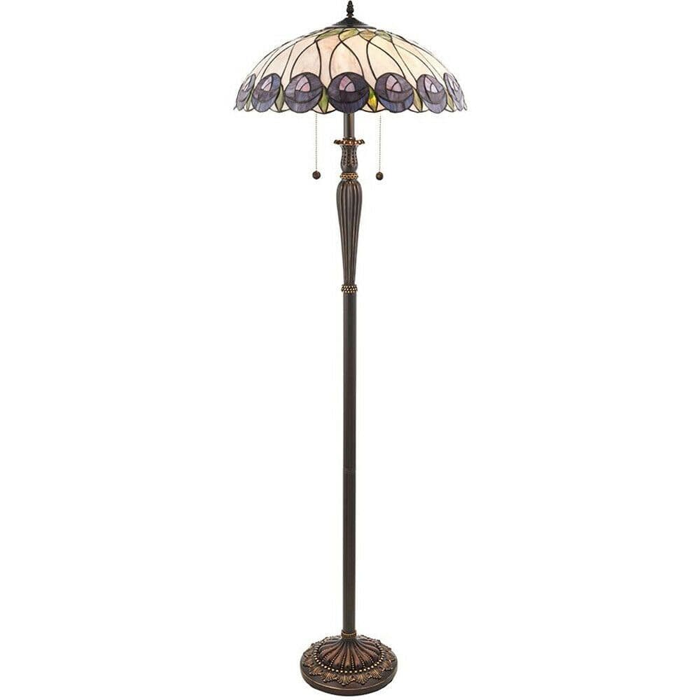 Tiffany Glass Floor Lamp Mackintosh Style Dark Bronze Finish LED Lamp