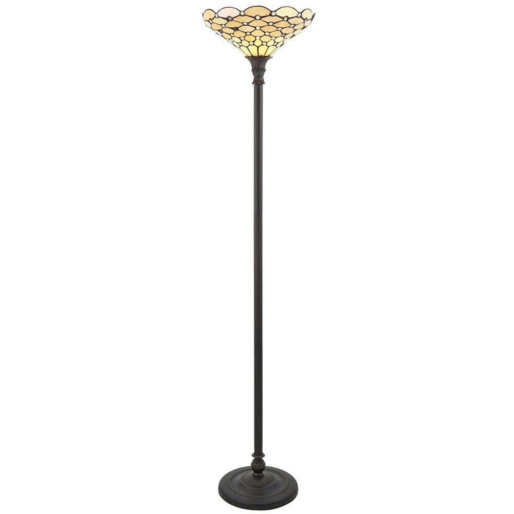 1.7m Tiffany Floor Lamp Dark & Stained Glass Shade Free Standing i00026