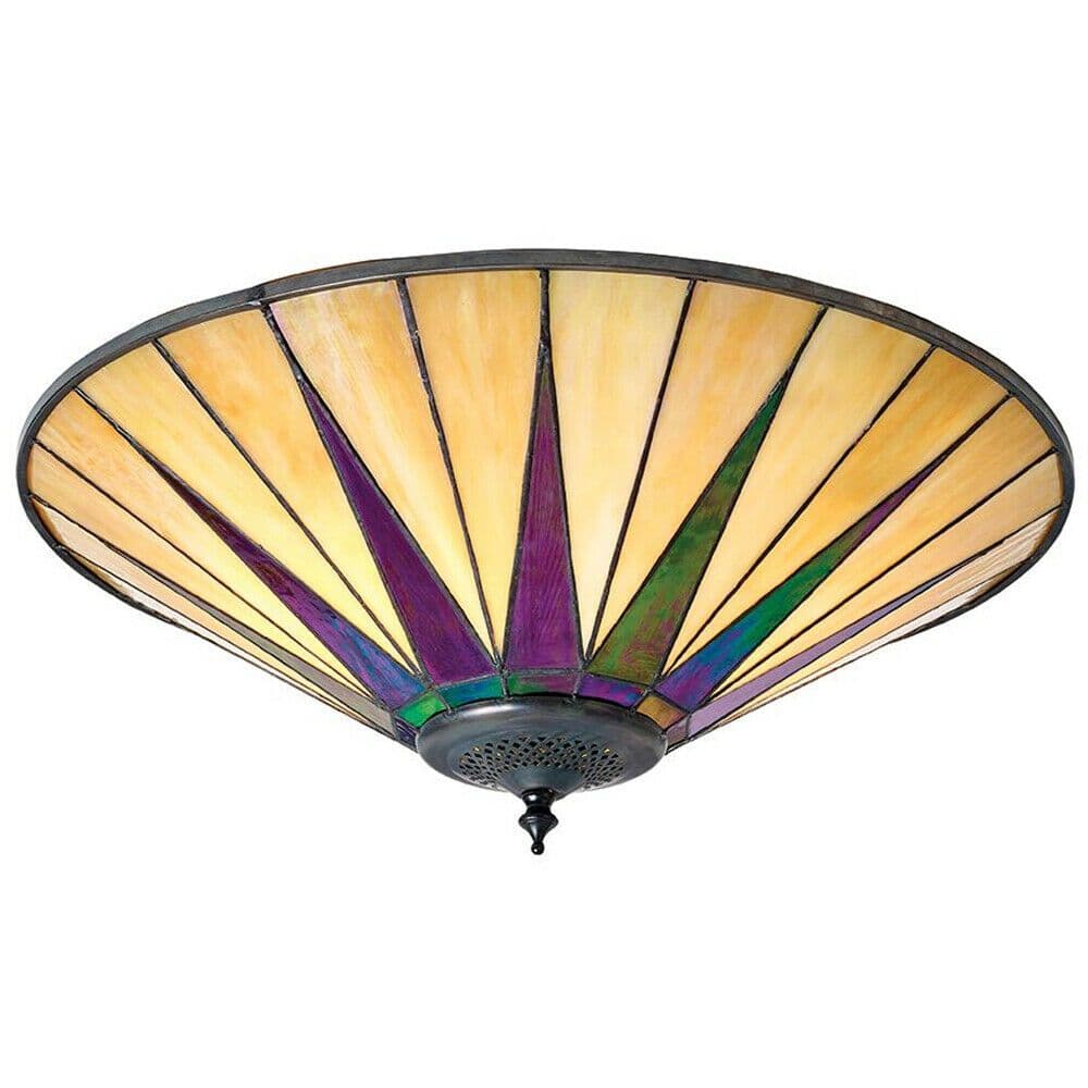 Tiffany Glass Semi Flush Ceiling Light Large Round Inverted Shade i00041