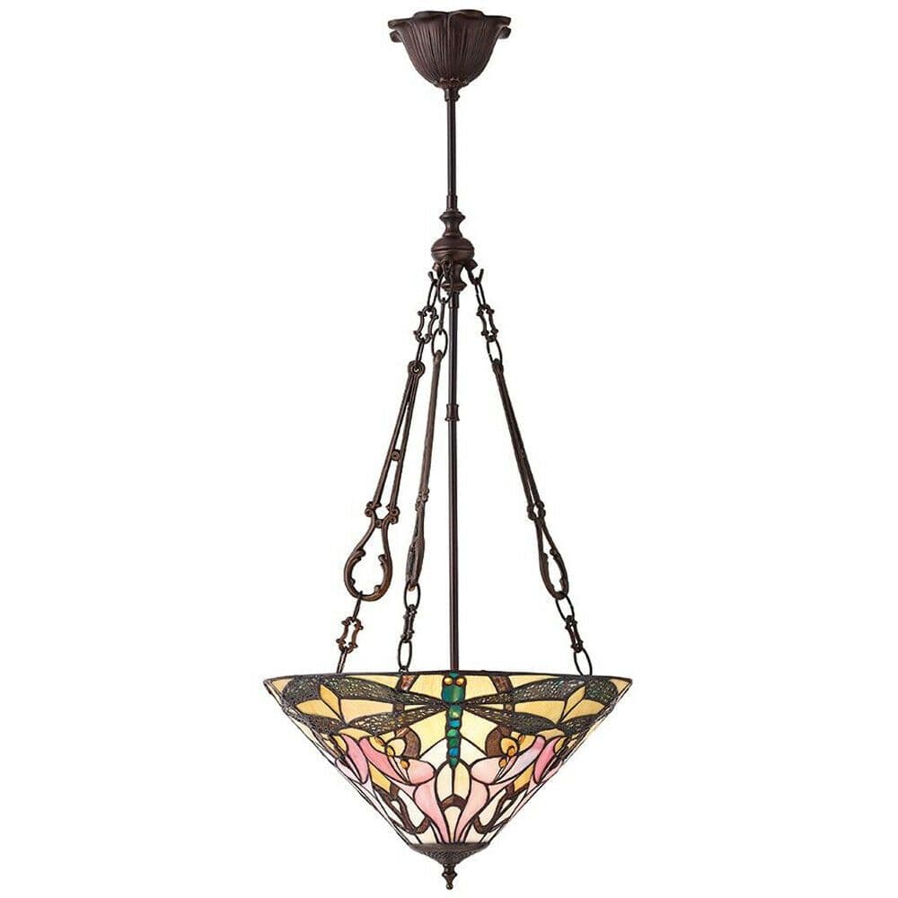 Tiffany Glass Hanging Ceiling Pendant Light Dragonfly 3 Lamp Shade i00074