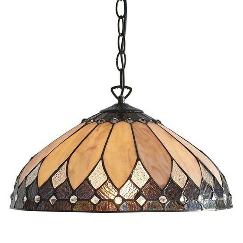 Tiffany Glass Hanging Ceiling Pendant Light Dark 400mm Lamp Shade i00085