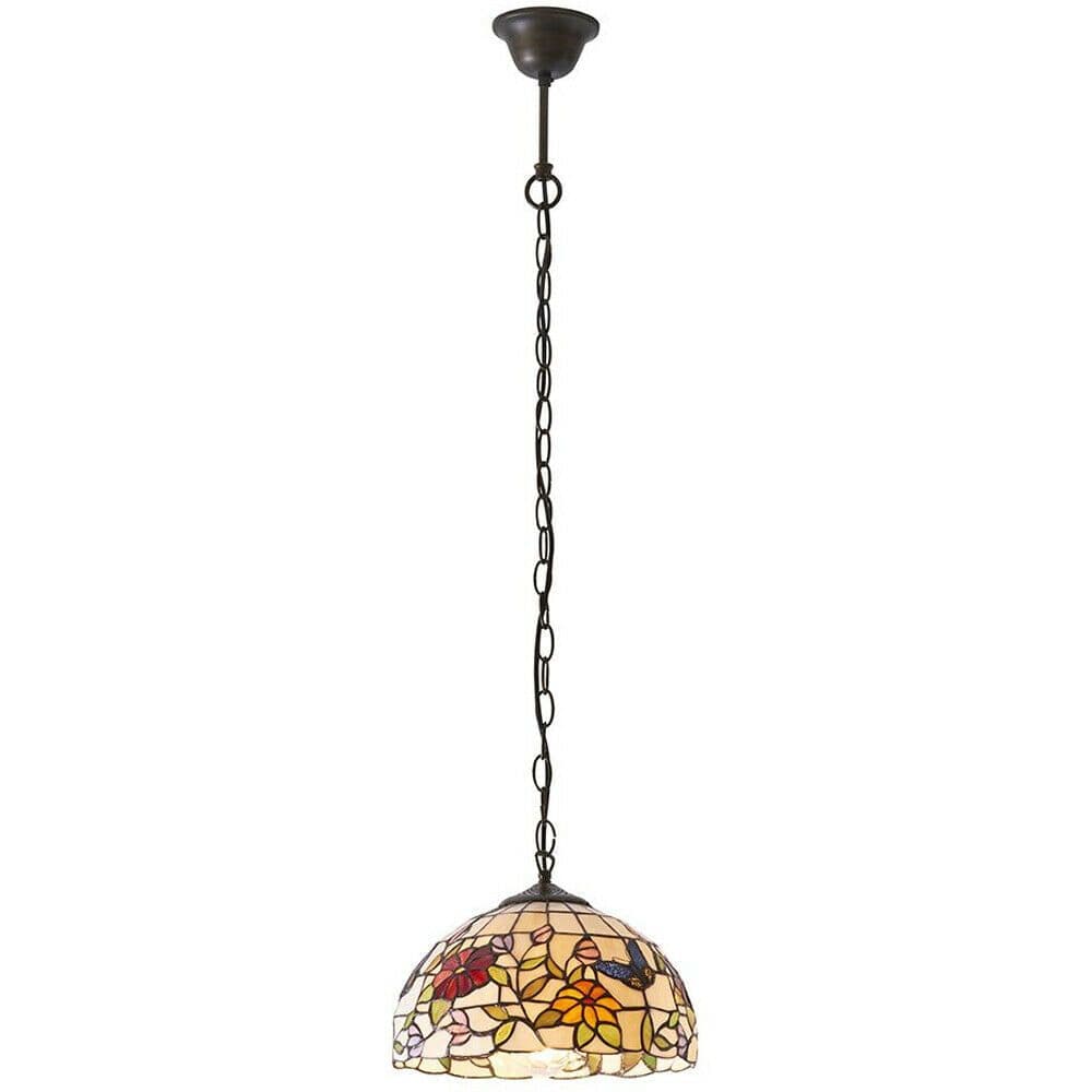 Small Tiffany Butterfly Pendant Light Dark Finish Needs 60W E27 GLS