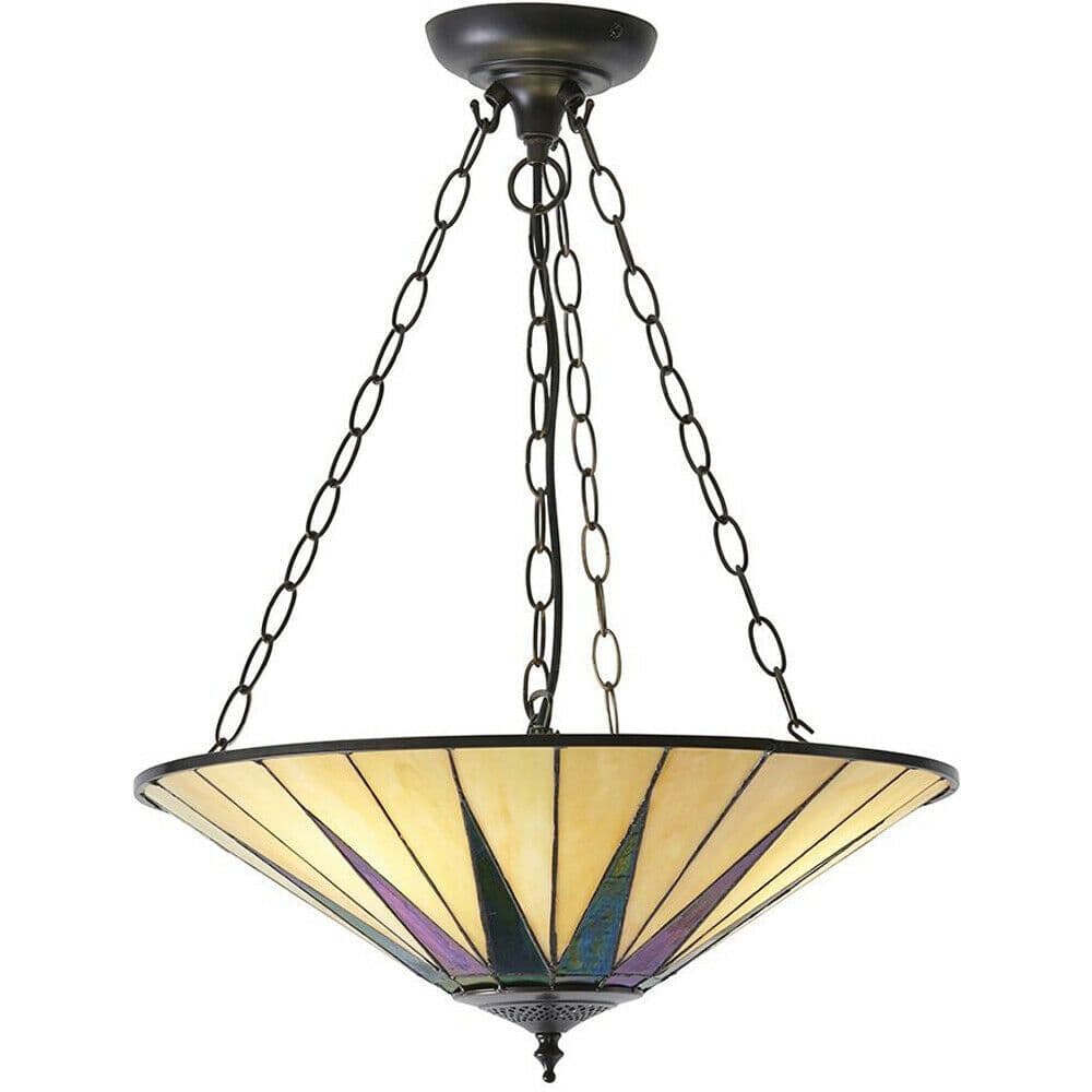 Tiffany Glass Hanging Ceiling Pendant Light Dark 3 Lamp Shade i00096