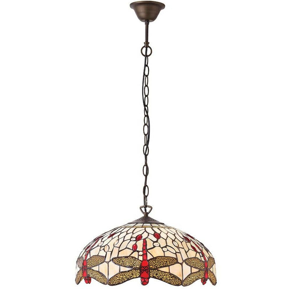 Tiffany Glass Hanging Ceiling Pendant Light Chain Dragonfly Shade i00106