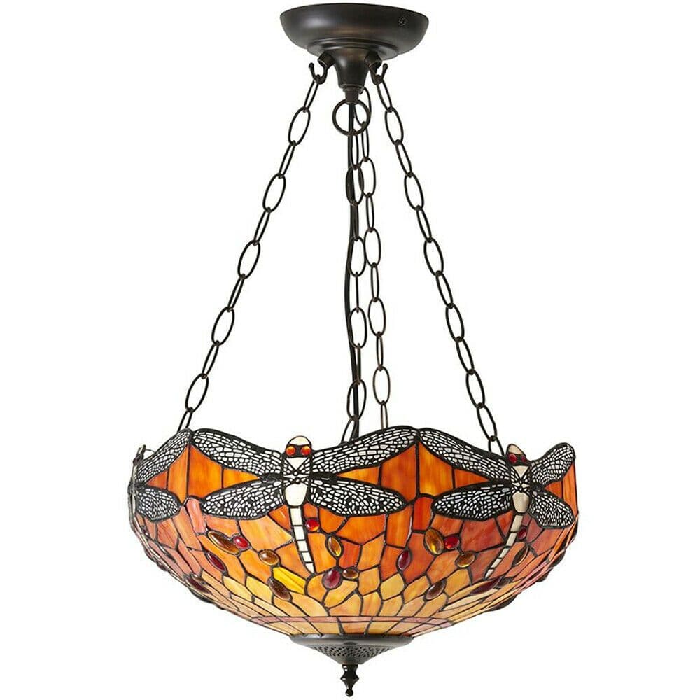 Tiffany Glass Hanging Ceiling Pendant Light Dragonfly 3 Lamp Shade i00111