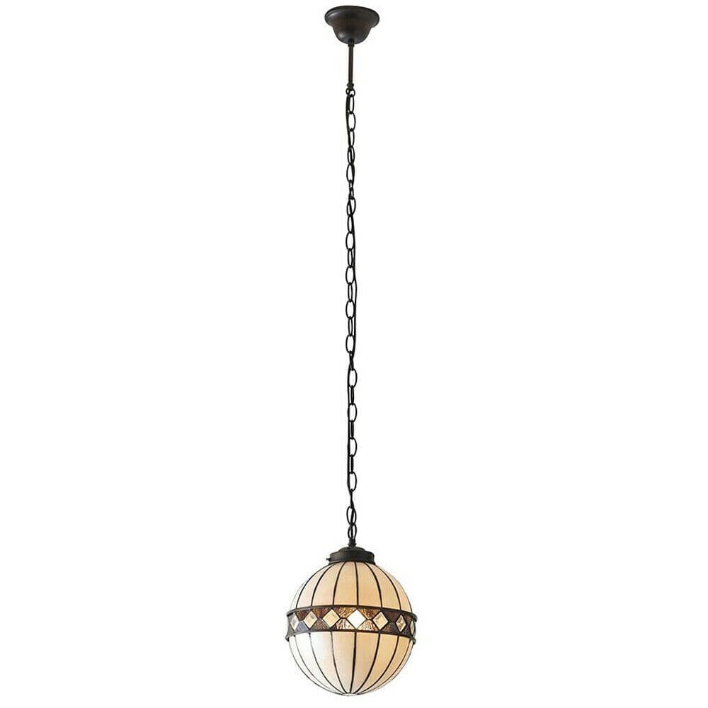 Tiffany Glass Hanging Ceiling Pendant Light & Natural Globe Shade i00117
