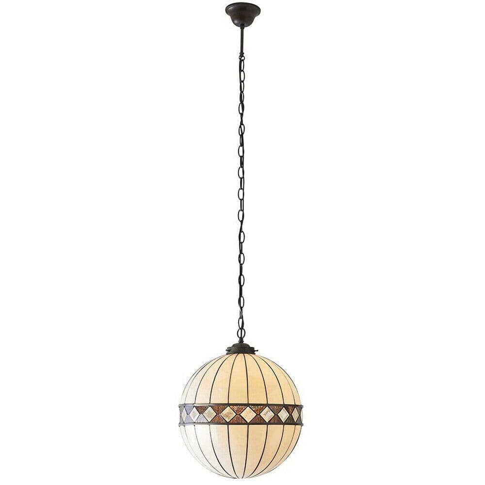 Tiffany Glass Hanging Ceiling Pendant Light & Natural Globe Shade i00118