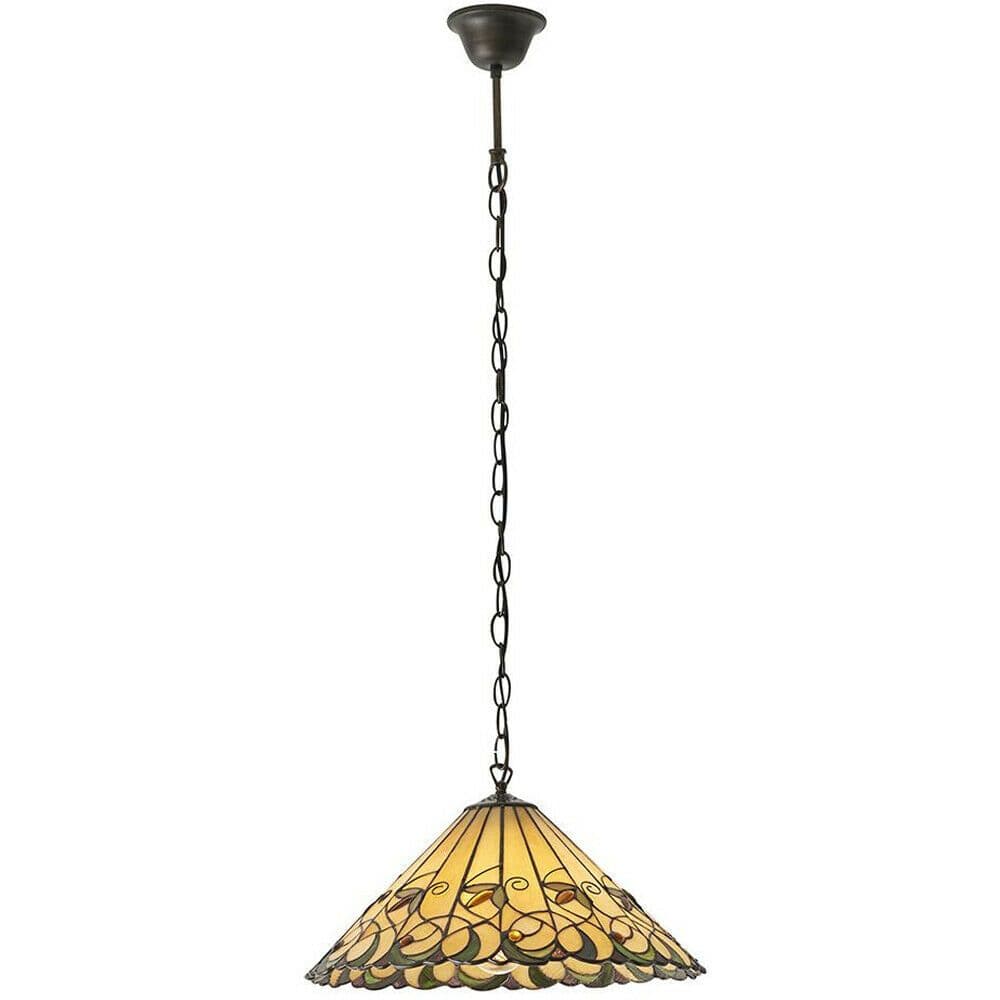 Tiffany Glass Hanging Ceiling Pendant Light & Amber Floral Shade i00126