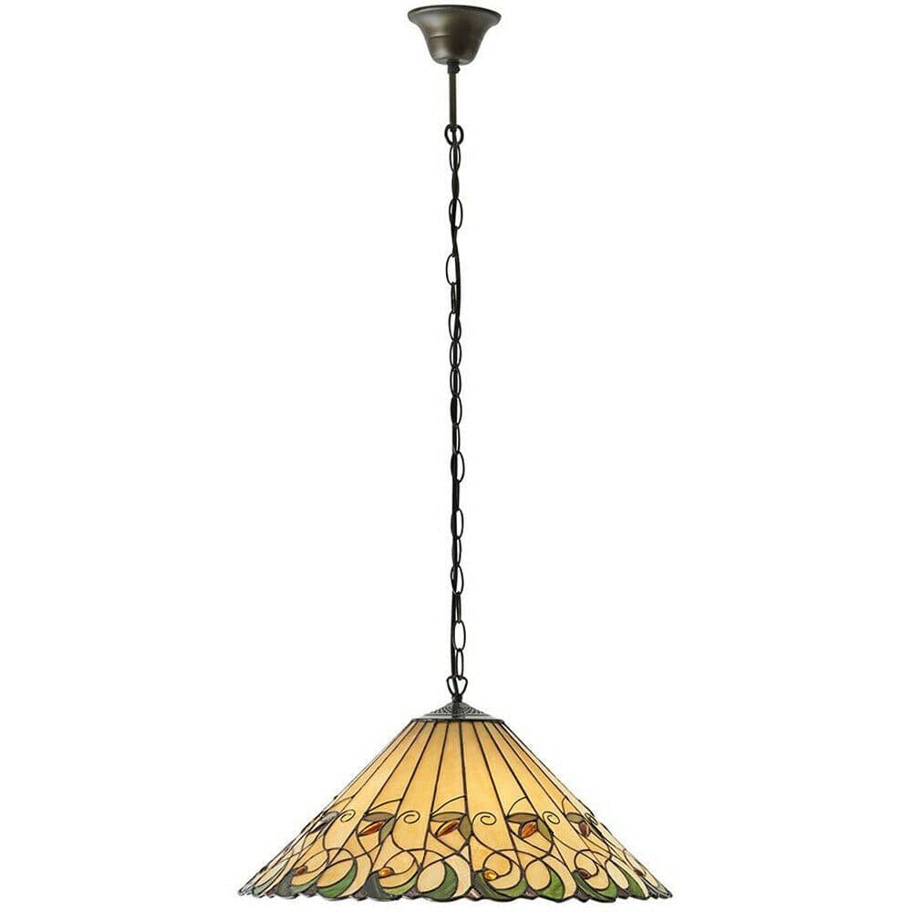 Tiffany Glass Hanging Ceiling Pendant Light & Amber Floral Shade i00127