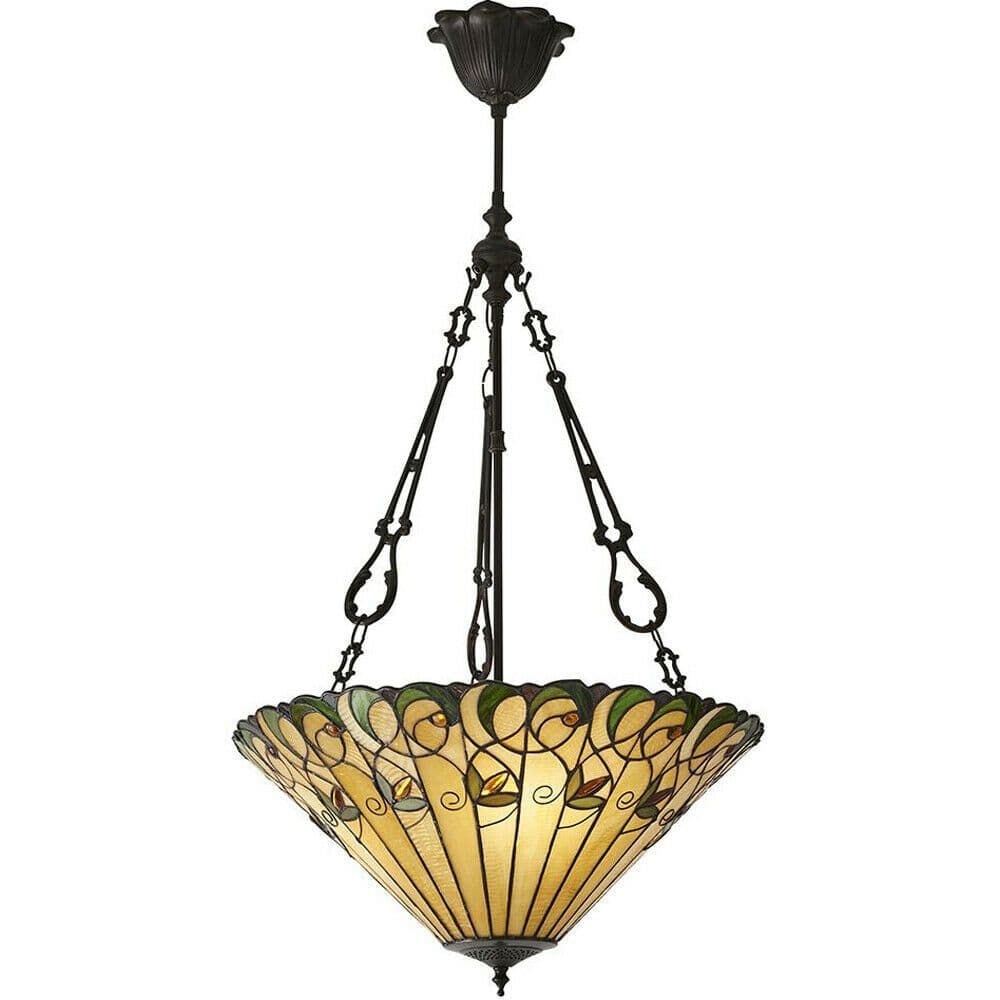 Tiffany Glass Hanging Ceiling Pendant Light Round Amber Lamp Shade i00129