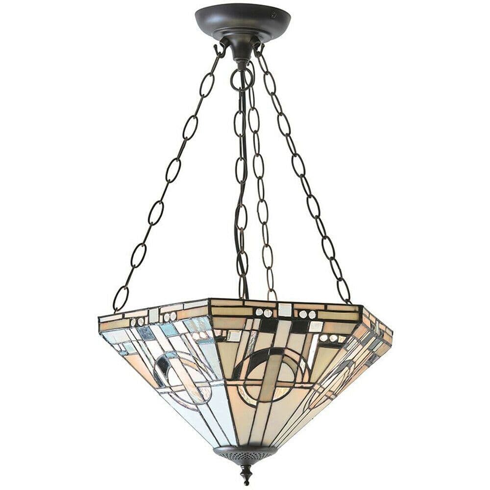 Tiffany Glass Hanging Ceiling Pendant Light Dark 3 Lamp Shade i00137