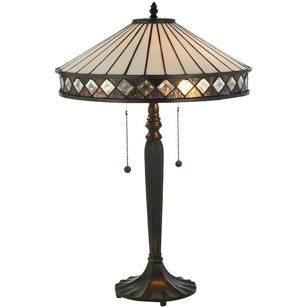 Dark Table Lamp Diamond Shaped Detailling 2 x 60W E27 GLS Required