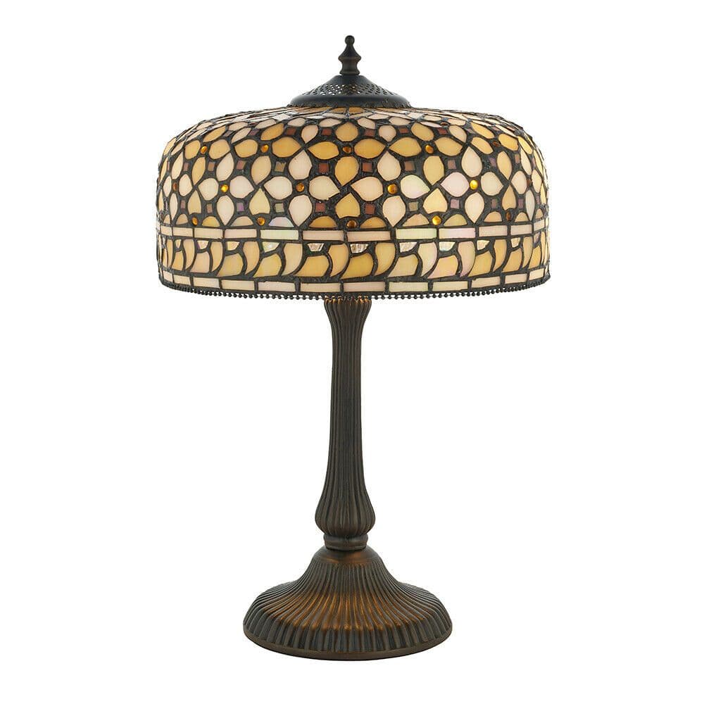 Medium Tiffany Glass Table Lamp Dark Finish Requires 2 x 40W E14 Golf