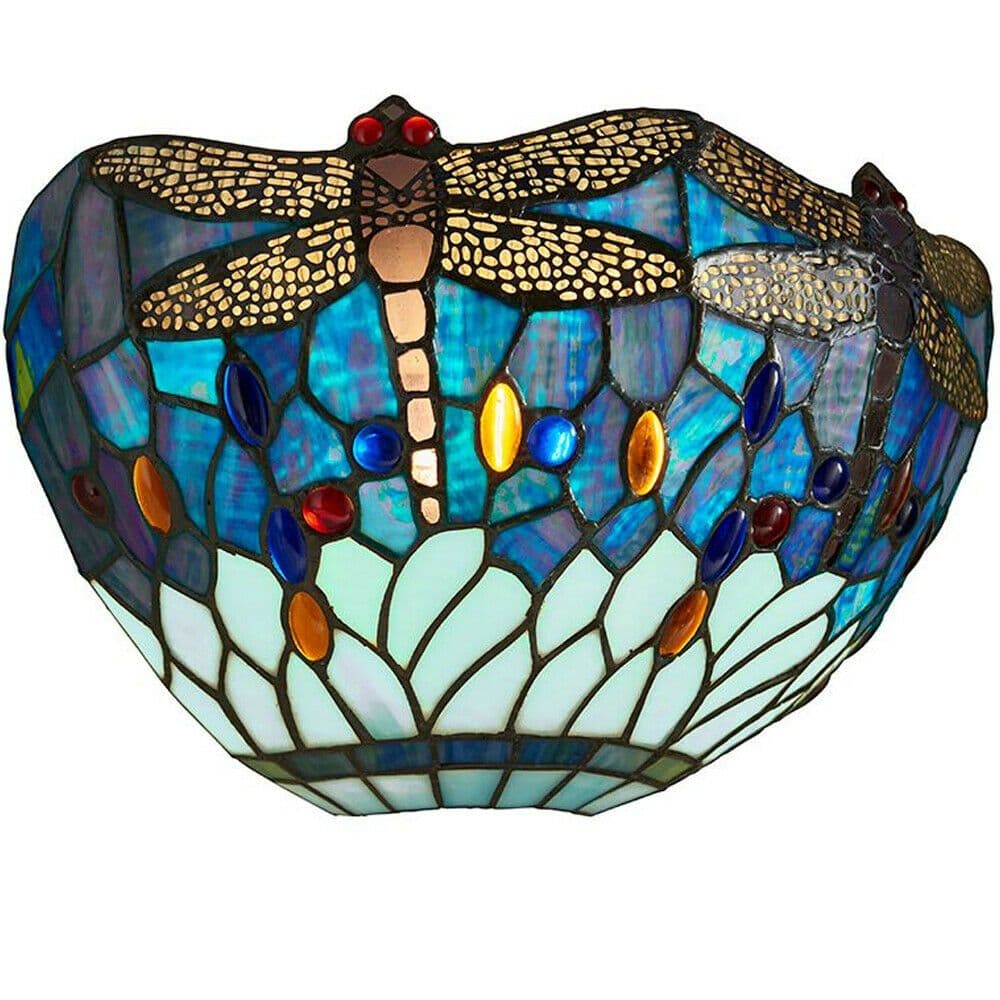 Tiffany Glass LED Wall Light Dragonfly Design Matt Finish Dimmable