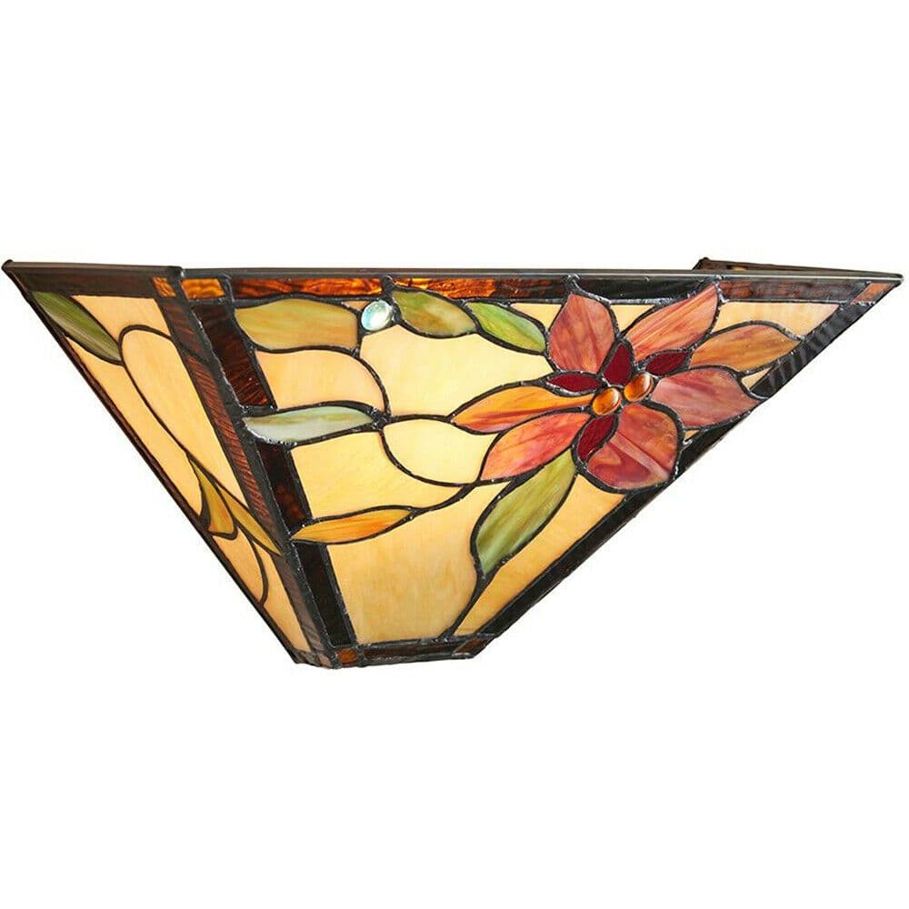 Tiffany Glass Wall Light Cream & Bold Flower Shade Interior Sconce i00251