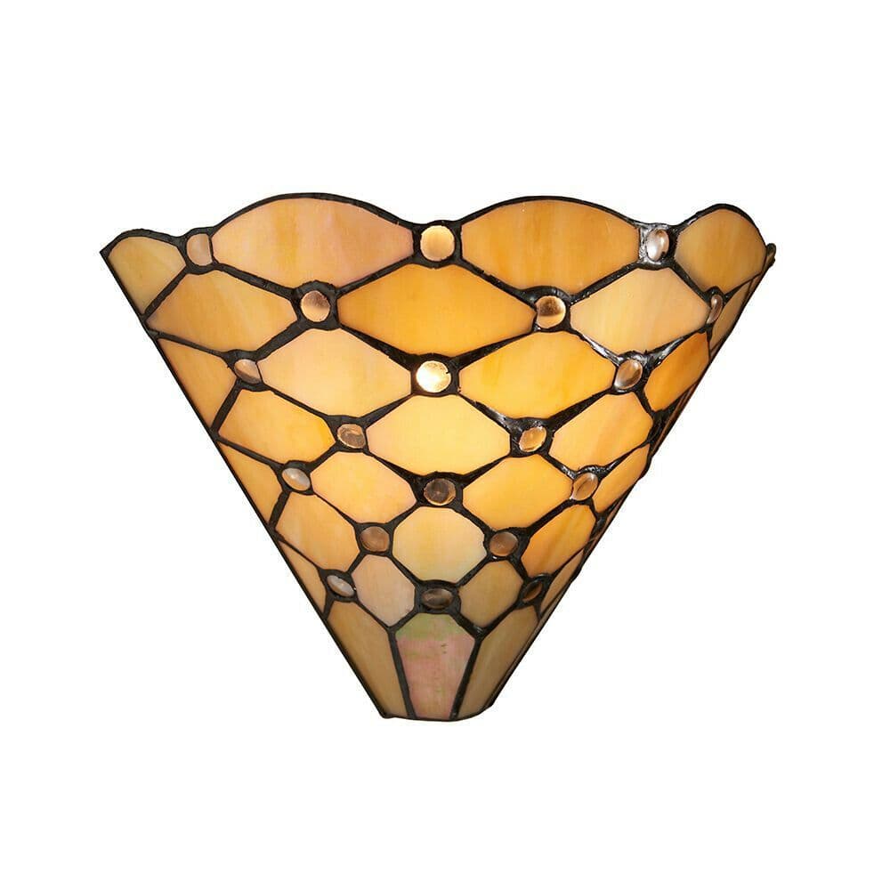 Tiffany Glass Geometric Wall Light Matt Steel 40W E14 Golf Bulb Needed