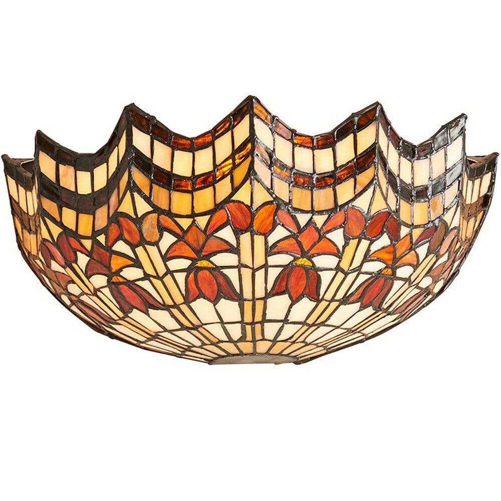Tiffany Glass Wall Light Cream & Bold Scallop Shade Interior Sconce i00258