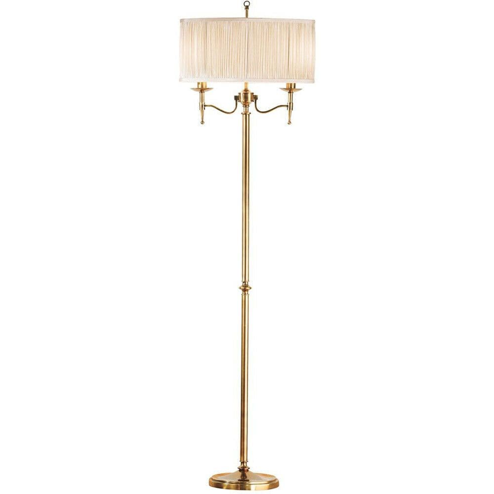 Luxury Classic Twin Arm Feature Floor Lamp Antique Brass & Organza Shade