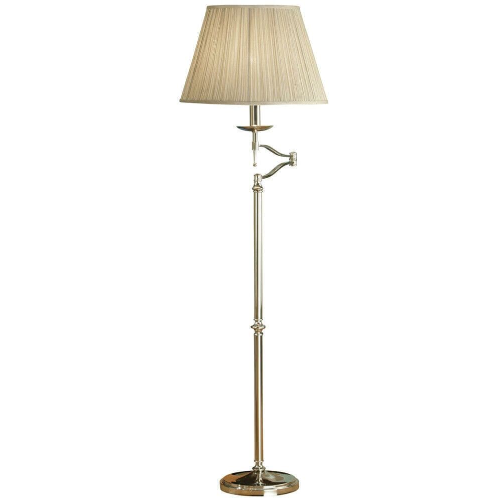 Luxury Moving Swing Arm Feature Floor Lamp Polished Nickel & Organza Shade