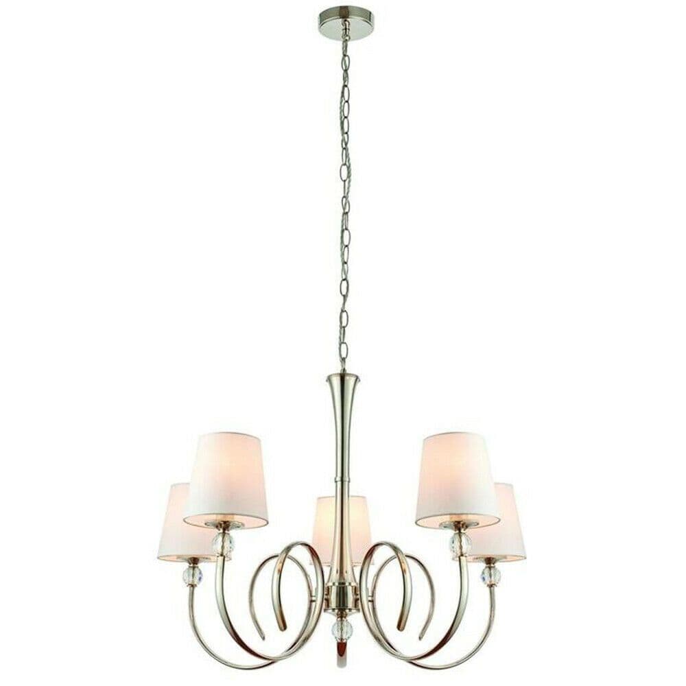 Luxury Hanging Ceiling Pendant Light Bright Nickel Silk 5 Lamp Chandelier