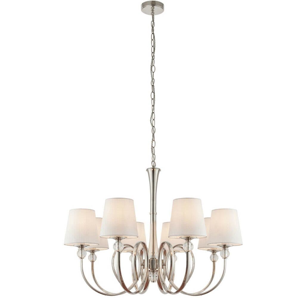 Luxury Hanging Ceiling Pendant Light Bright Nickel Silk 8 Lamp Chandelier