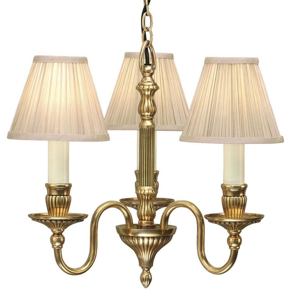 Opulent Hanging Ceiling Pendant Light Solid Brass Shades 3 Lamp Chandelier