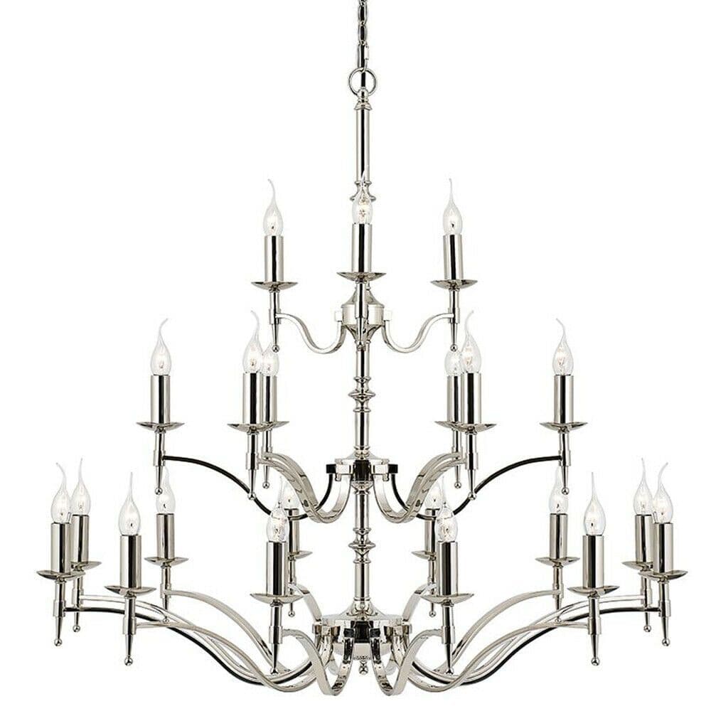 Avery Ceiling Pendant Chandelier Light 21 Lamp Bright Nickel Curved Candelabra