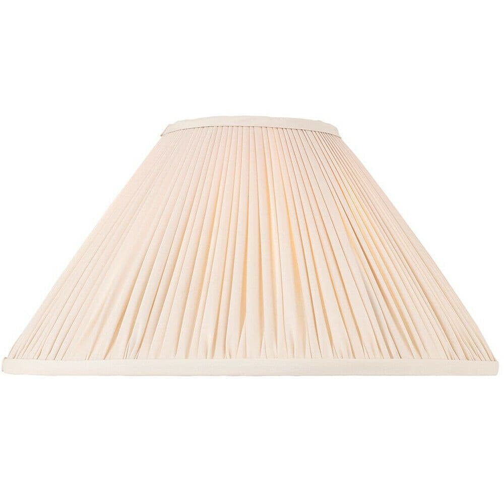 14" Luxury Round Tapered Lamp Shade Beige Gathered Organza Fabric Modern Elegant