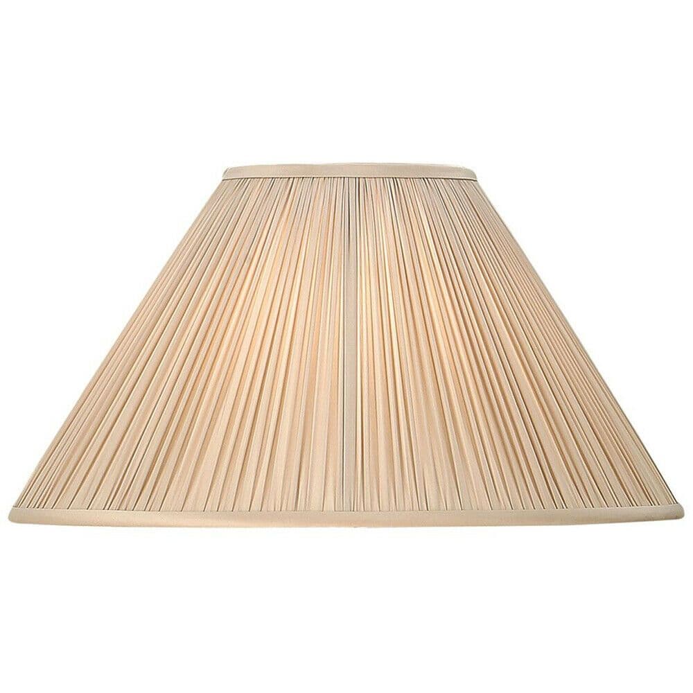 20" Luxury Round Tapered Lamp Shade Beige Gathered Organza Fabric Modern Elegant