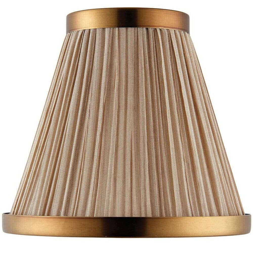6" Luxury Round Tapered Lamp Shade Pleated Organza Fabric & Antique Brass