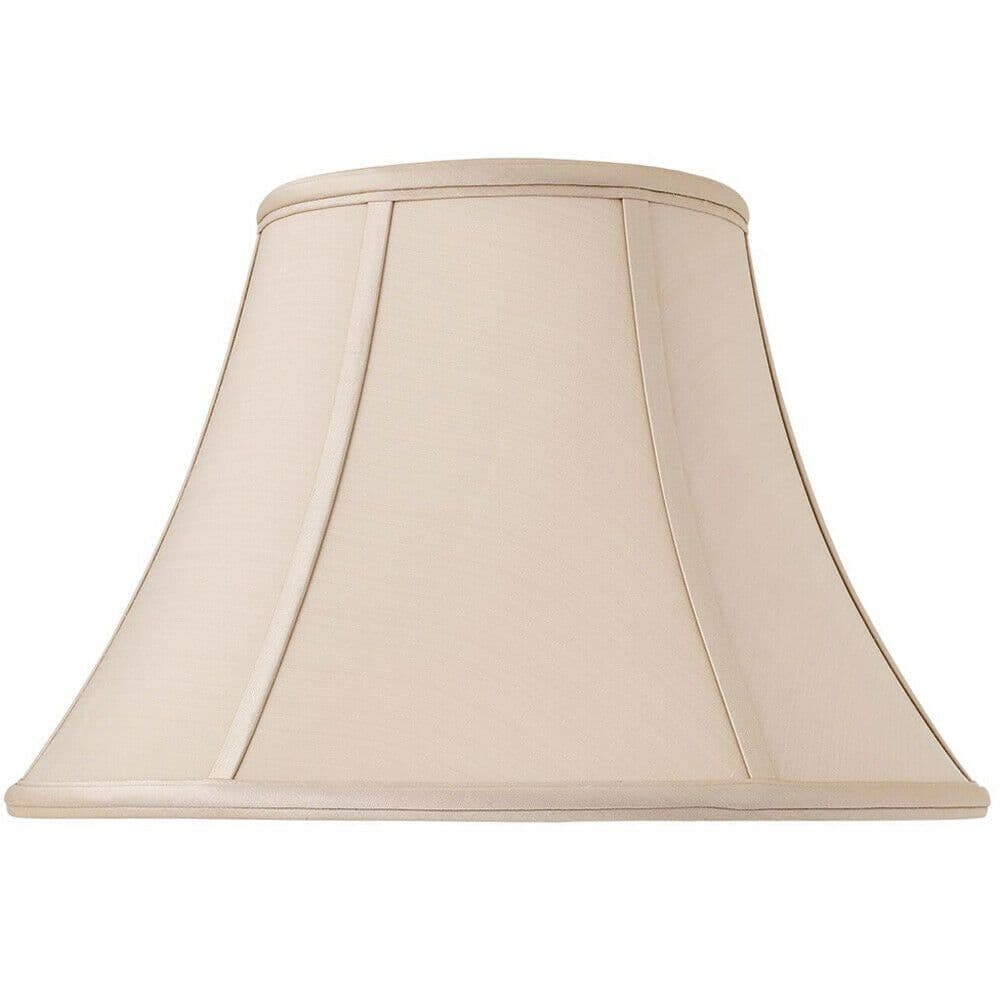 14" Inch Luxury Bowed Tapered Lamp Shade Traditional Oyster Silk Fabric &