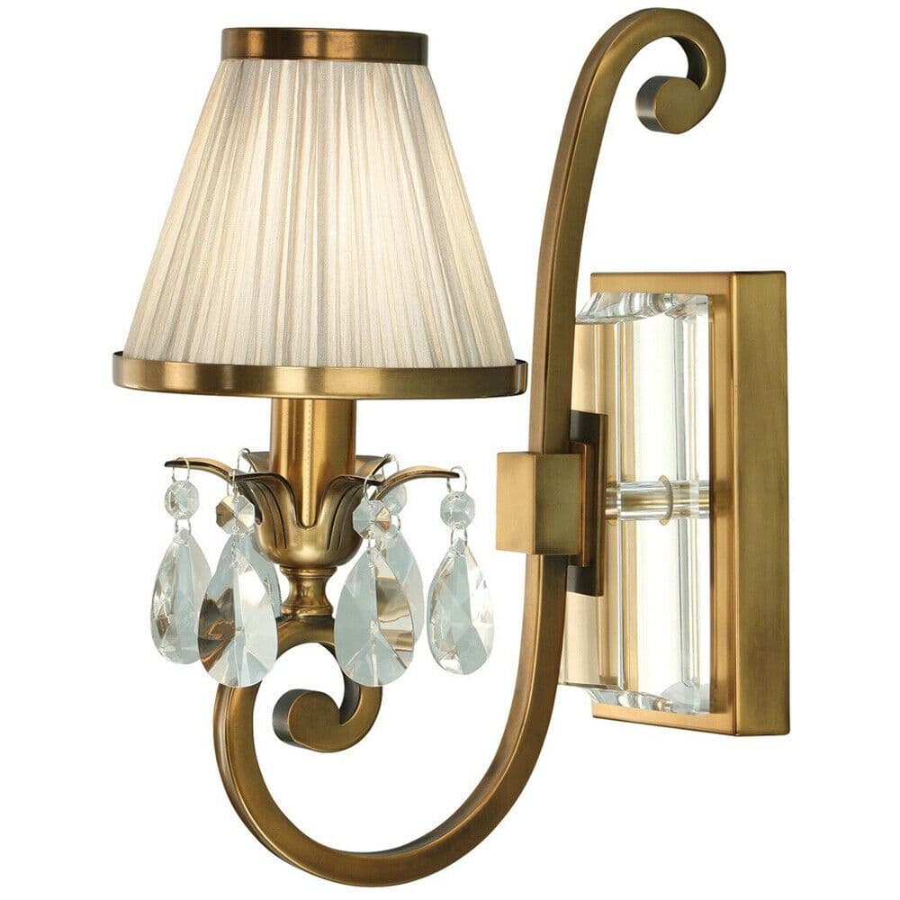 Esher Luxury Single Curved Arm Traditional Wall Light Brass Crystal Shade