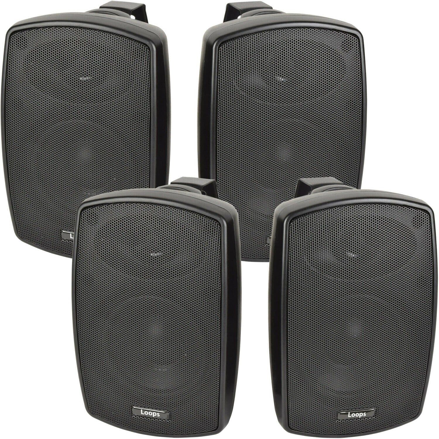 4x 4" 60W Black Outdoor Rated Speakers 8 OHM Weatherproof Wall Mounted HiFi