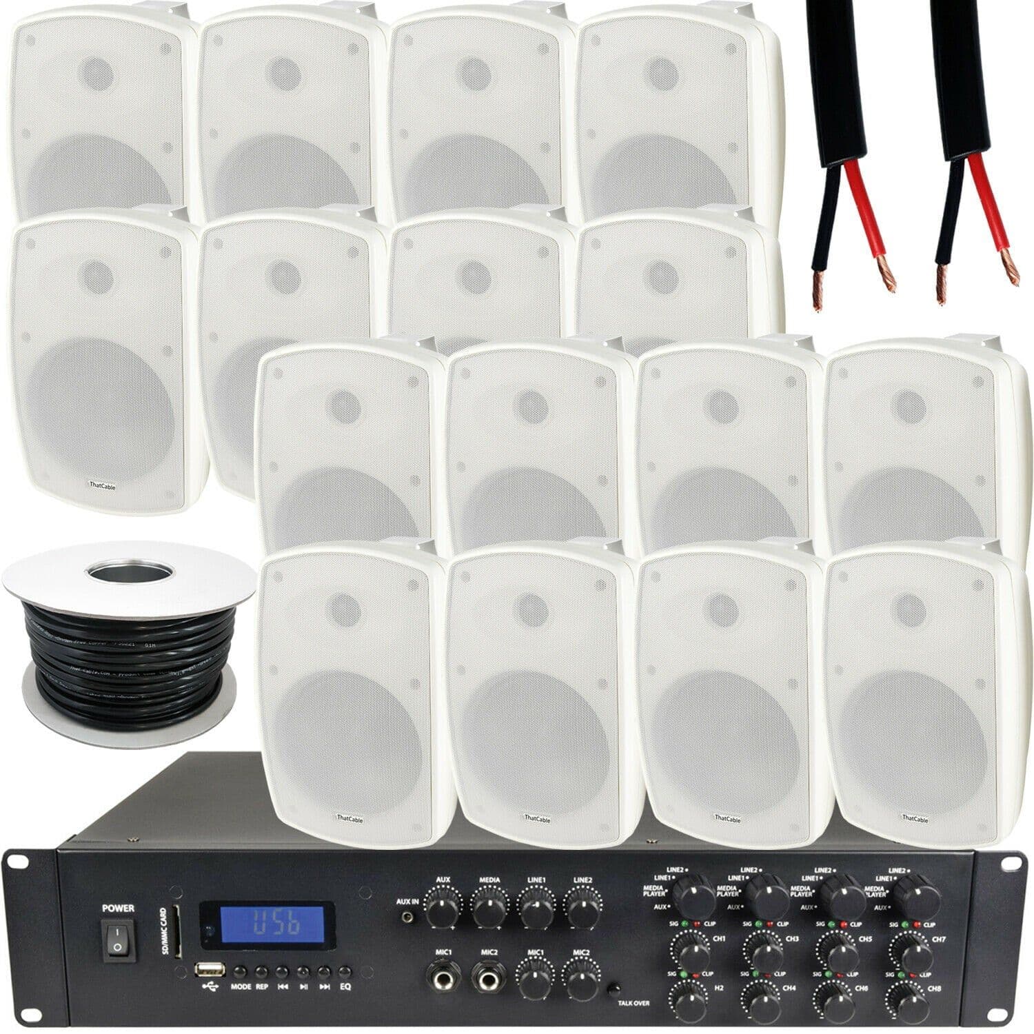 1600W LOUD Outdoor Bluetooth System 16x Speaker Weatherproof Music Player