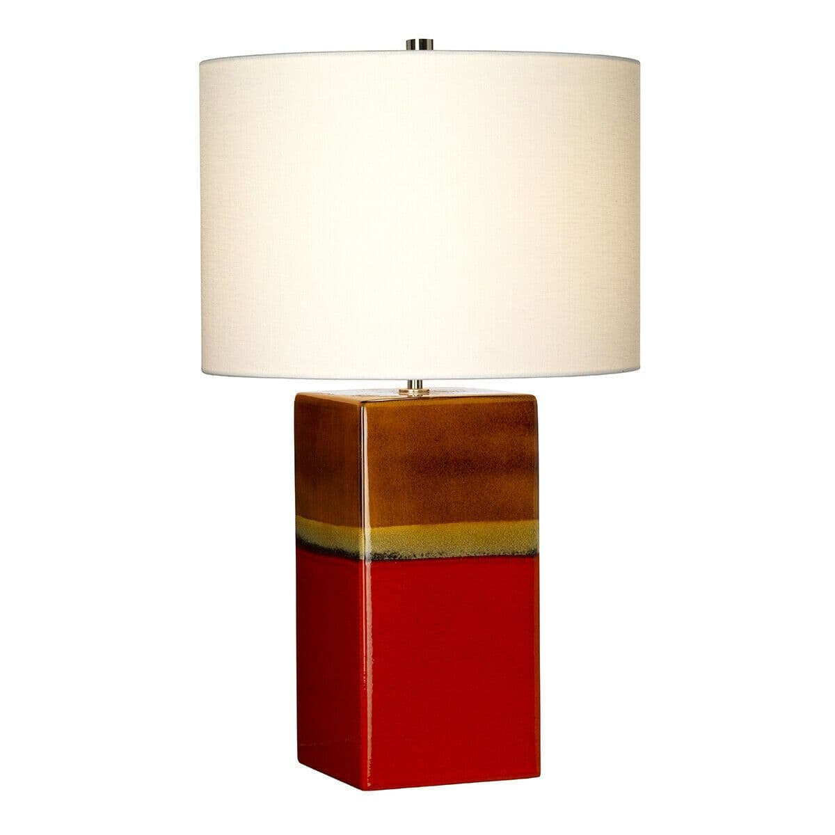 Table Lamp Ceramic Cream Linen Empire Shade & Yellow Glaze LED E27 60W
