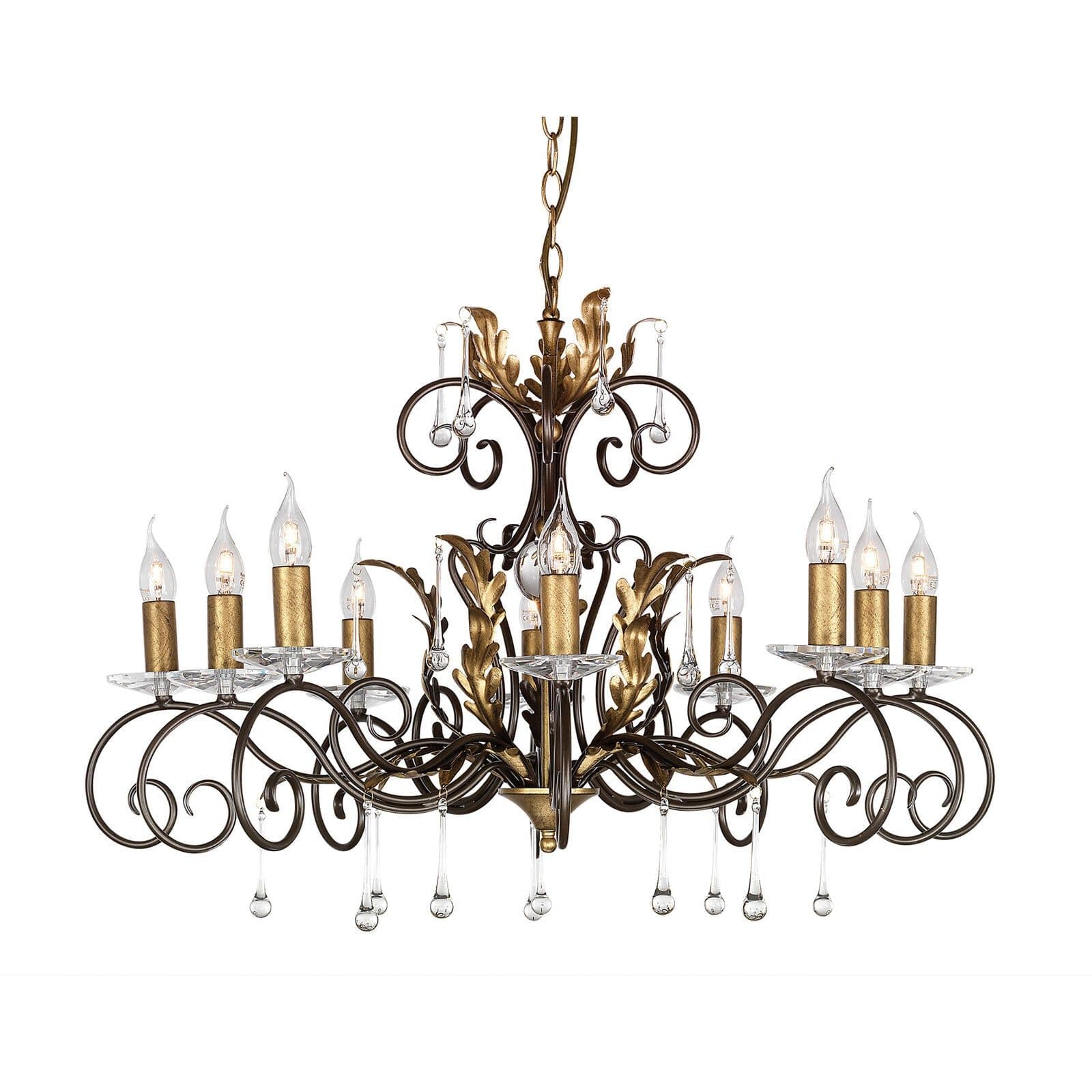 10 Bulb Handmade Chandelier Hanging Pendant LIght Bronze LED E14 60W Bulb