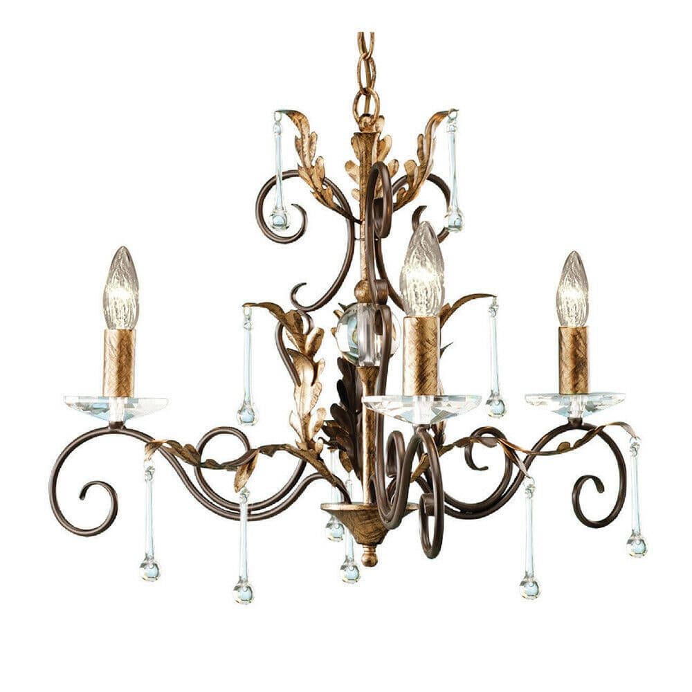3 Bulb Handmade Chandelier Hanging LIght Cut Glass Bronze LED E14 60W