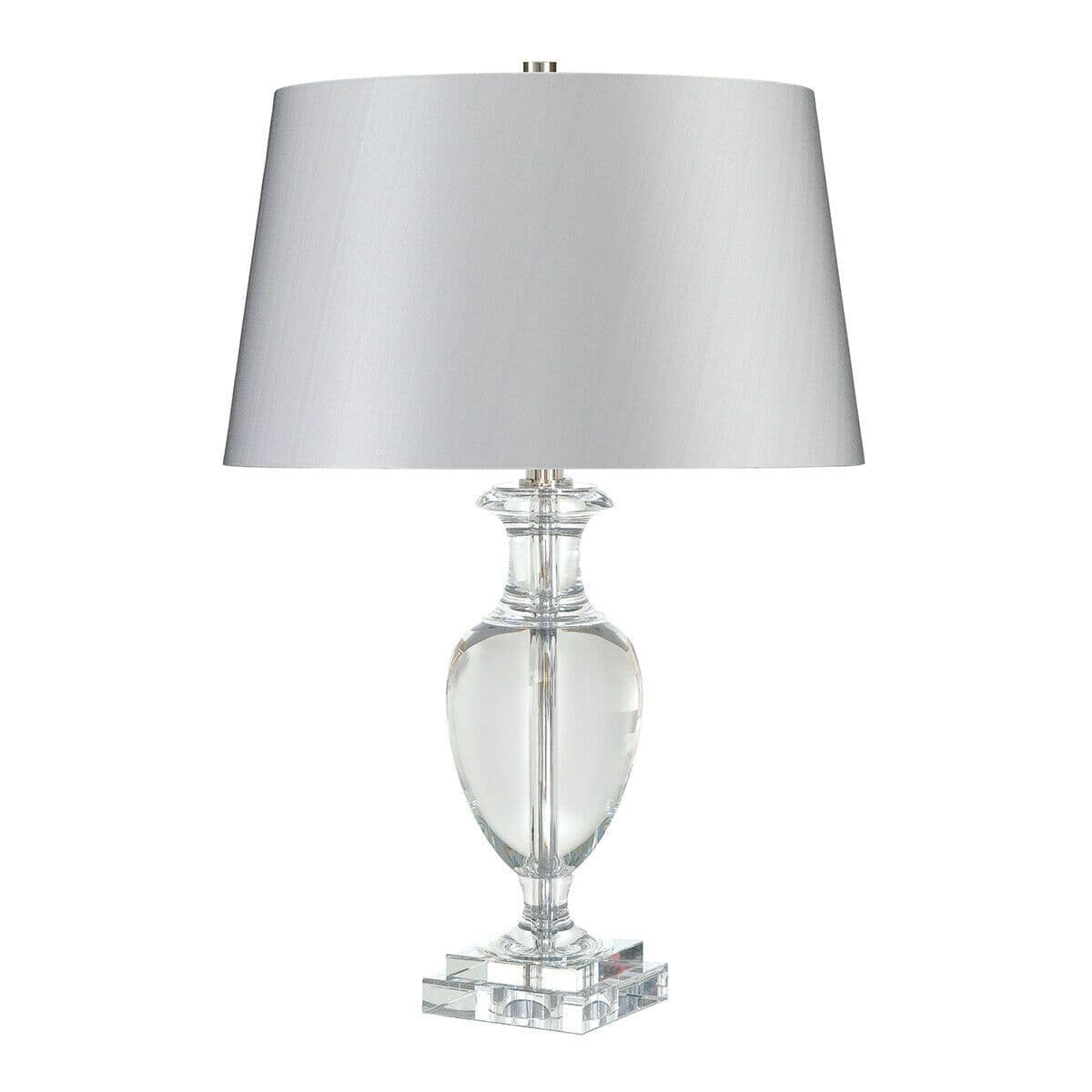 Crystal Glass Table Lamp Shade Polished Nickel Finial Clear LED E27 60W