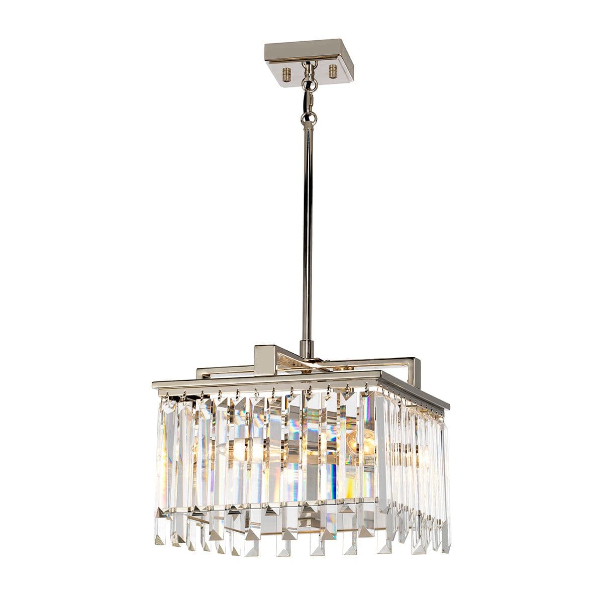4 Bulb Chandelier LIght Highly Polished Nickel Glass Crystals LED E14 40W