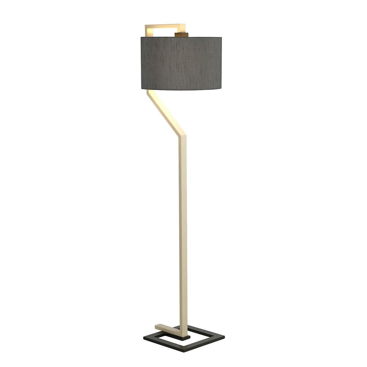 Floor Lamp Whale Shade Cream Dark Grey Painted Metal Base LED E27 60W Bulb